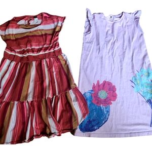 Dresses Tea Collection Girls Lot of 2 Floral Lilac Striped Red Brown Sz 10 & 12